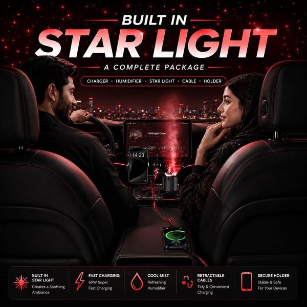 5in1 Starlight Retractable Car Charger
