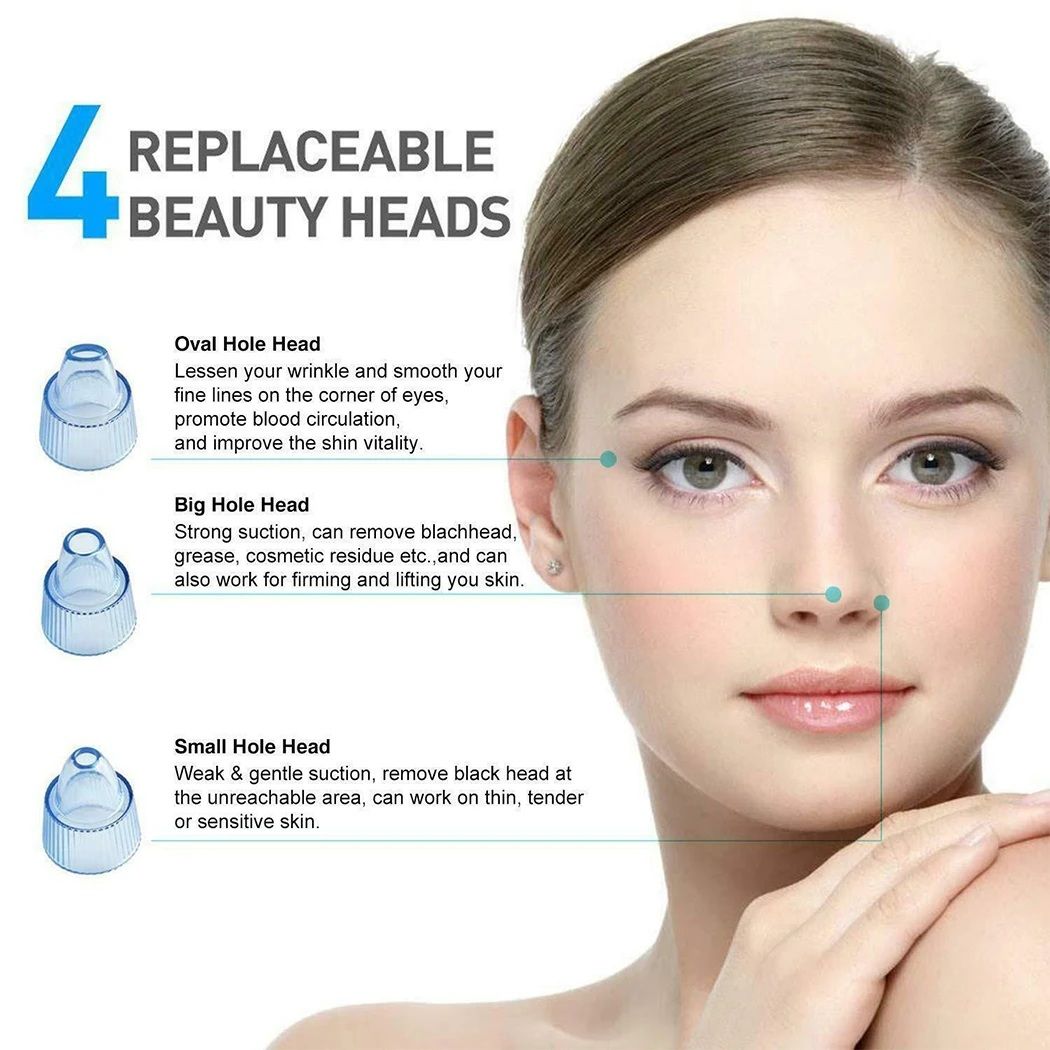 100 % Rechargable Blackhead Removal  Derma Suction 4 In 1